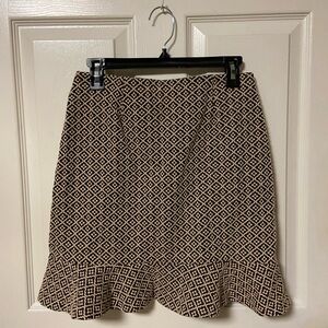 LOFT Black and Cream Patterned Skirt